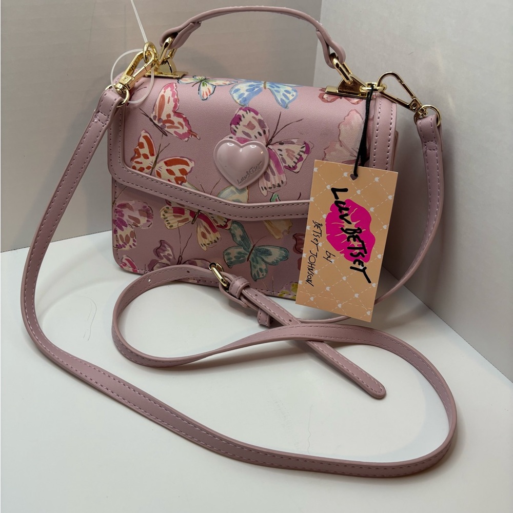 Luv Betsey Johnson w multicolored butterflies crossbody purse
